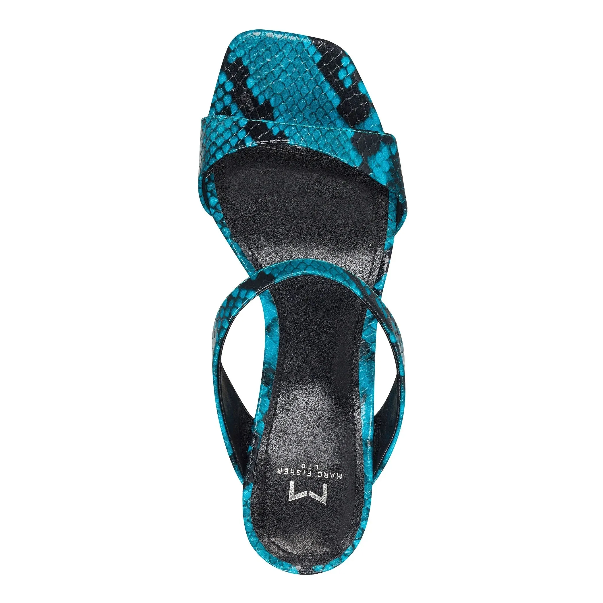 Genia Heeled Slide 6 / M / Blue Snake Printed Leather