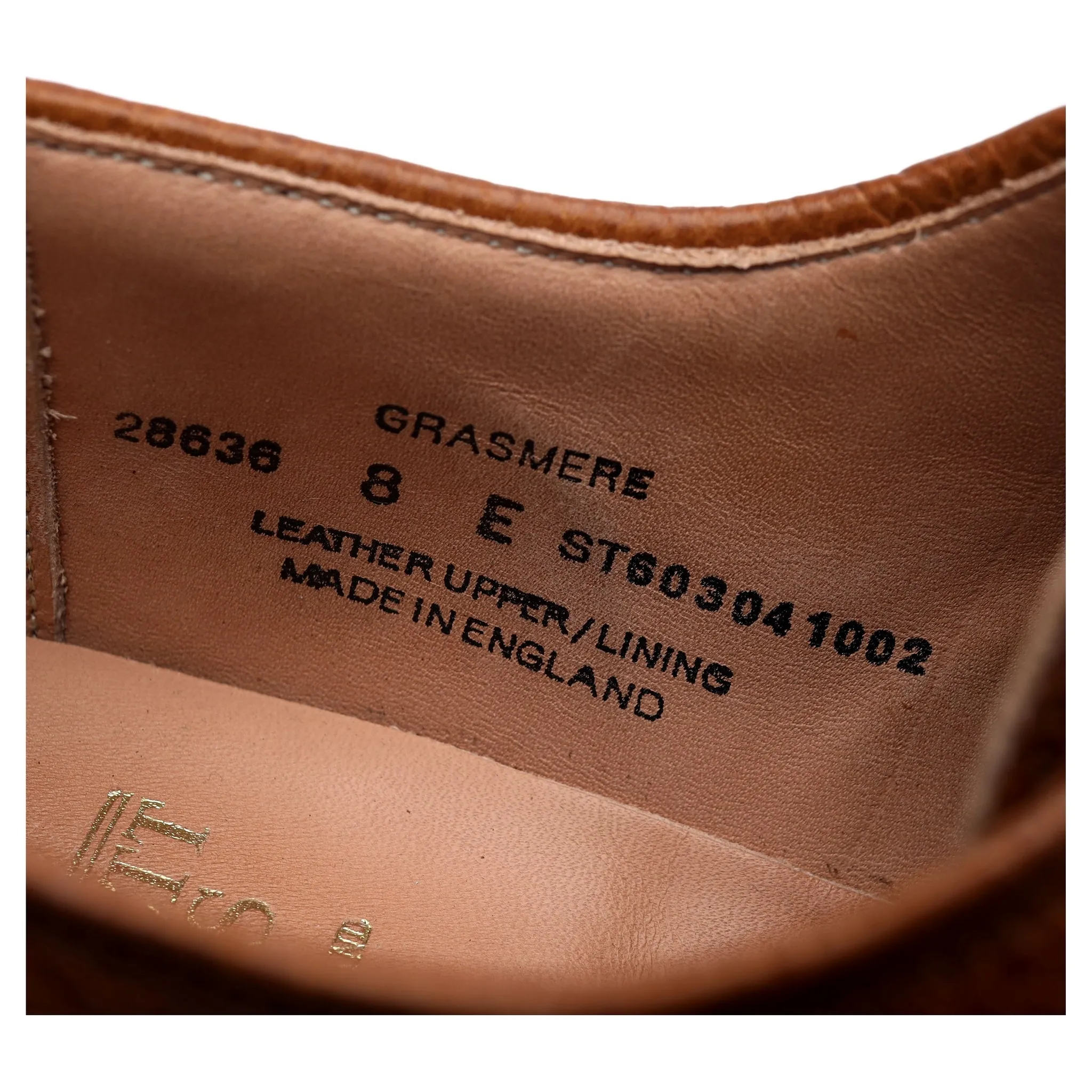 'Grasmere' Tan Brown Grain Leather Derby UK 8 E