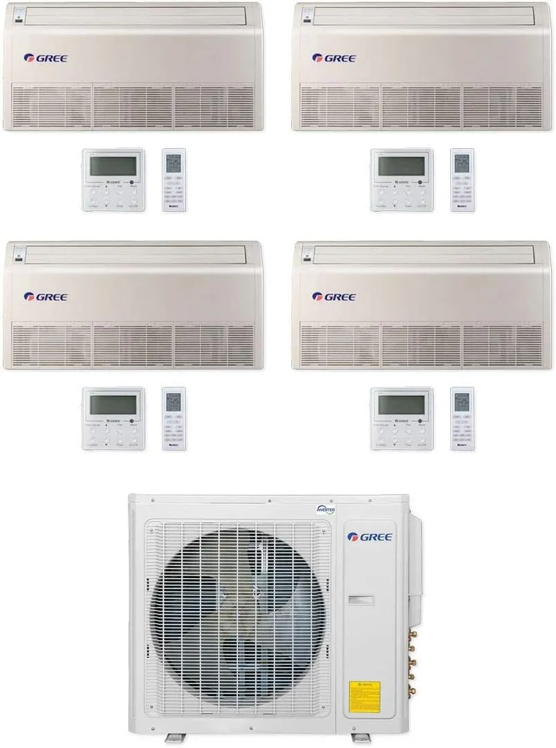 Gree 30,000 BTU Multi21  Quad-Zone Floor/Ceiling Mini Split Air Conditioner Heat Pump 208/230V SEER 21 (9-9-12-12)