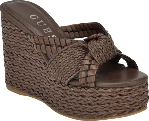 Guess Women's EVEH Wedge Sandal, Brown 210, 7.5