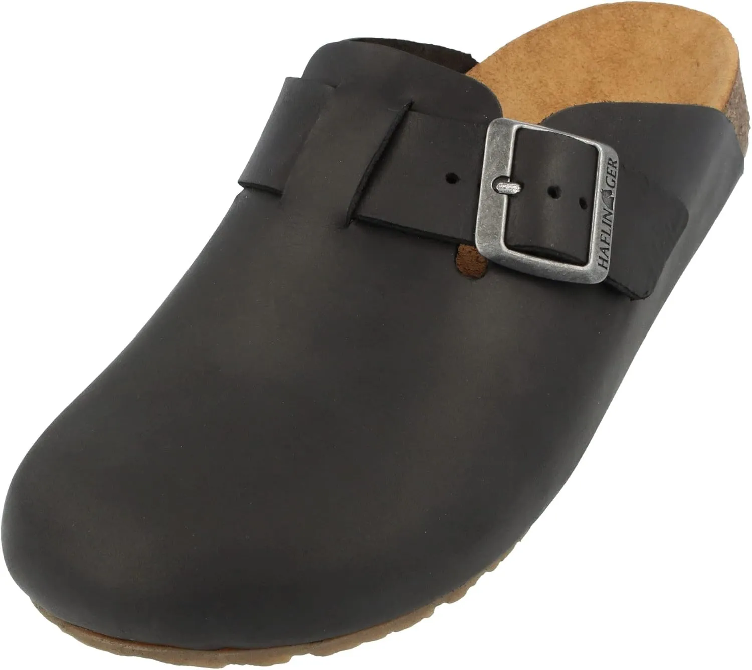 HAFLINGER Porto Elegant Leather Clog with Rubber Sole and Cork Latex Footbed Slipper Unisex