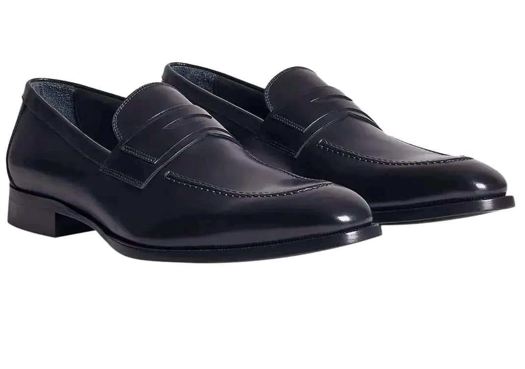 Handmade Black Leather Tuxedo Shoes for Men
