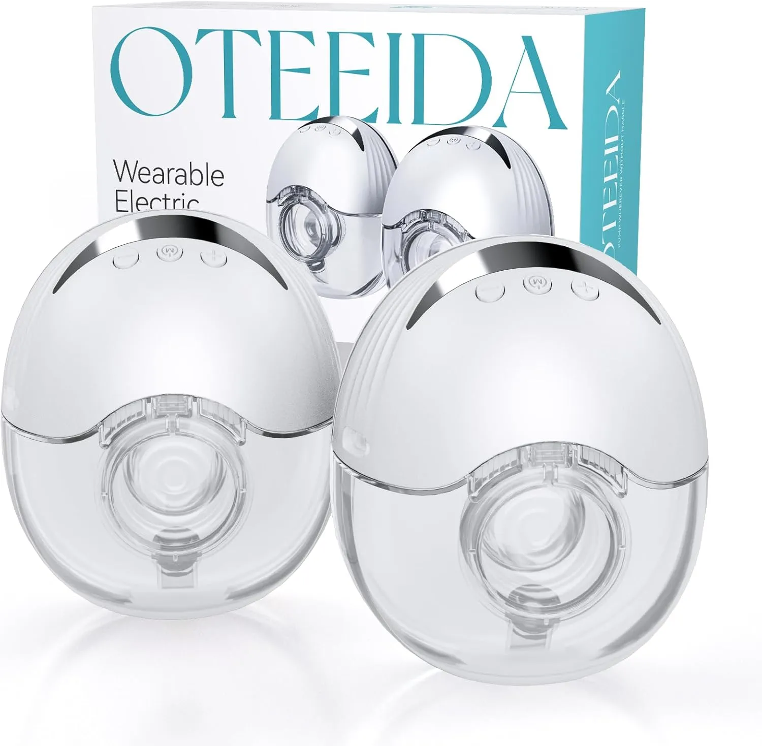 Hands Free Breast Pump Wearable MY-375 - Strong Suction, Low Noise, Wearable Breastfeeding Pump with 4 Mode &12 Levels, Portable Electric Breast Pump 24mm - 17/19/21/Insert/Flange, 2 Pack (White)
