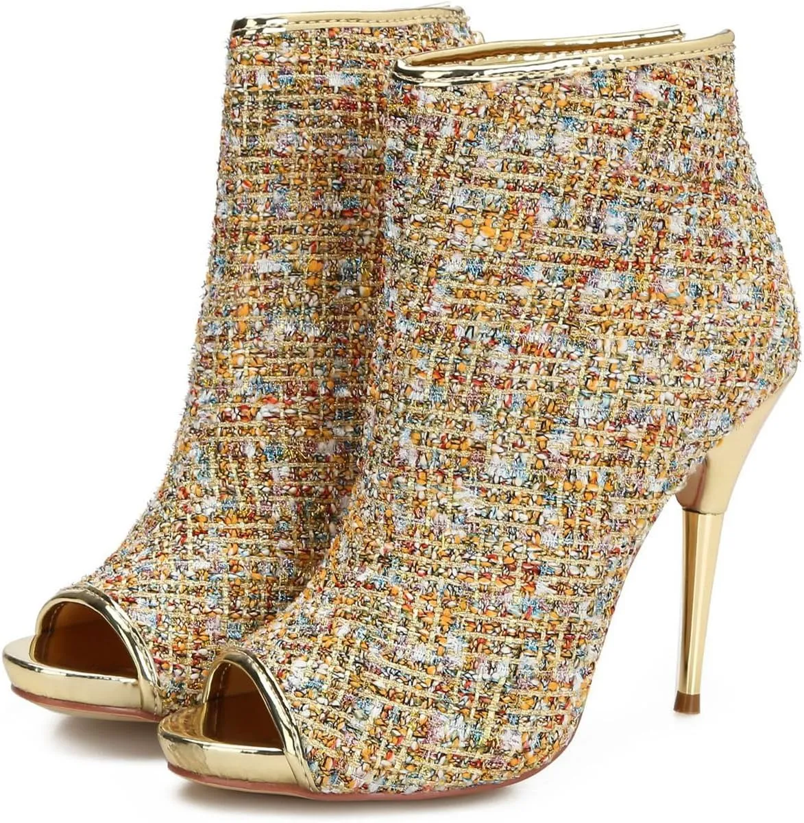 Hanfike Fashion Sandal Boots for Women Stiletto Open Toe Dressy Ankle Booties Shoes