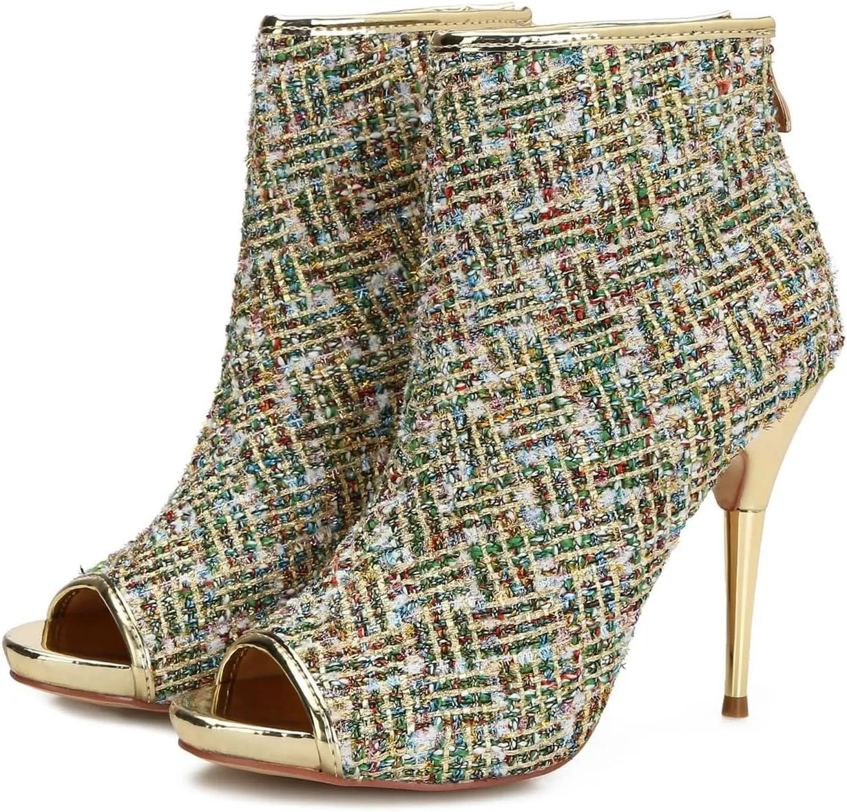 Hanfike Fashion Sandal Boots for Women Stiletto Open Toe Dressy Ankle Booties Shoes
