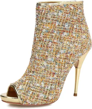 Hanfike Fashion Sandal Boots for Women Stiletto Open Toe Dressy Ankle Booties Shoes