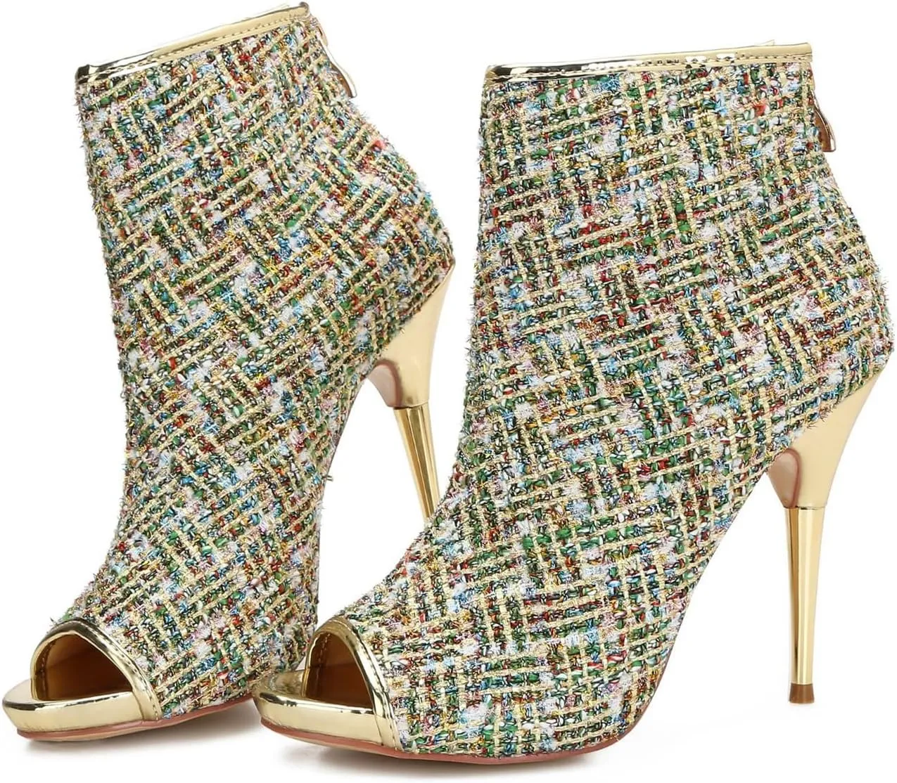 Hanfike Fashion Sandal Boots for Women Stiletto Open Toe Dressy Ankle Booties Shoes