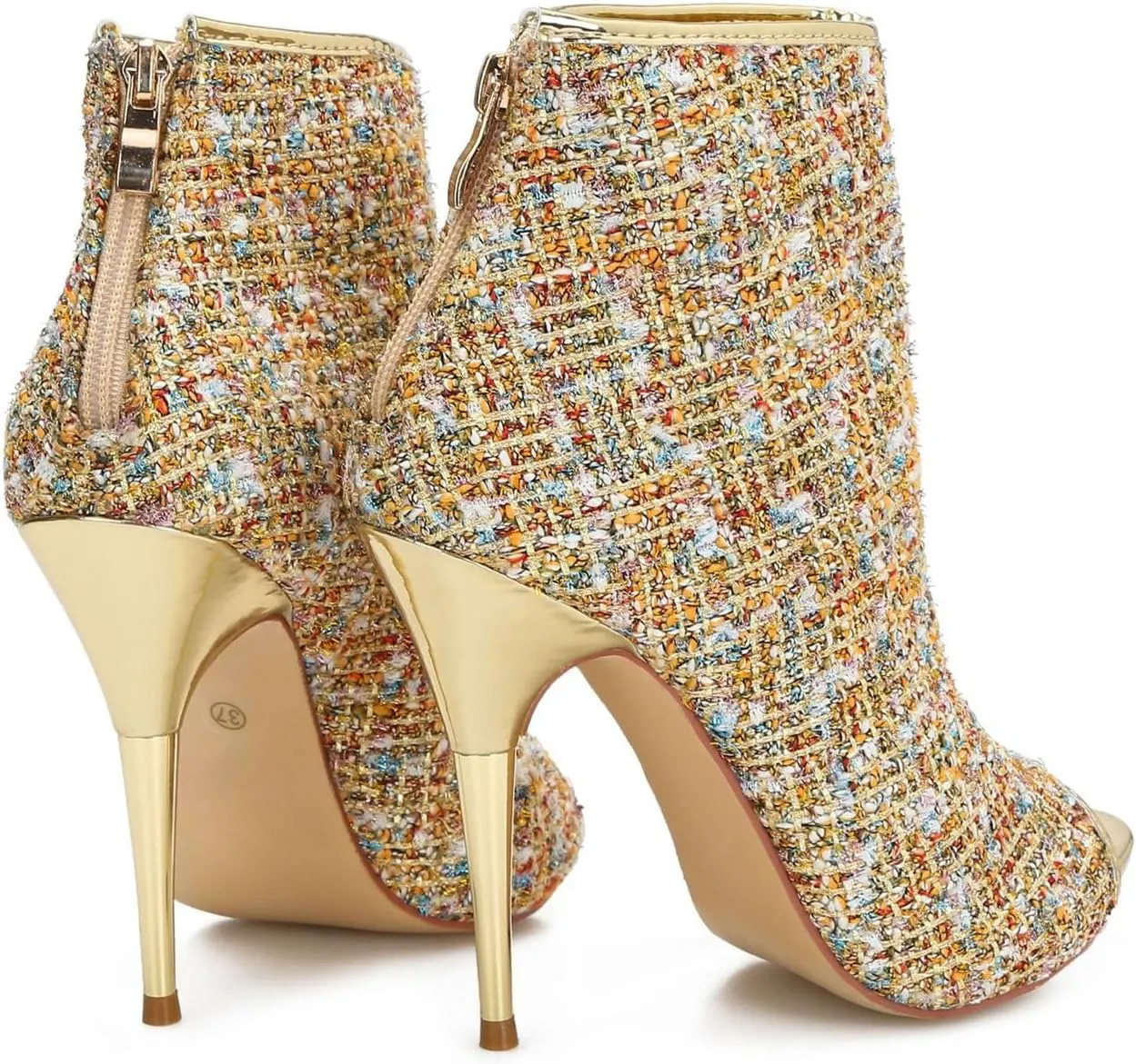 Hanfike Fashion Sandal Boots for Women Stiletto Open Toe Dressy Ankle Booties Shoes