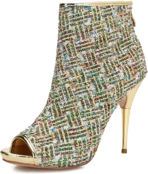 Hanfike Fashion Sandal Boots for Women Stiletto Open Toe Dressy Ankle Booties Shoes