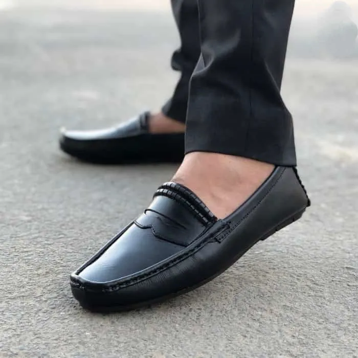 Hedgez Premium Leather Black Penny Loafer-607