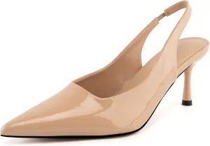 heelchic Women's Kitten Heel, Closed Pointed Toe Low Heel, Comfortable Pumps Shoes for Women Dress Shoes