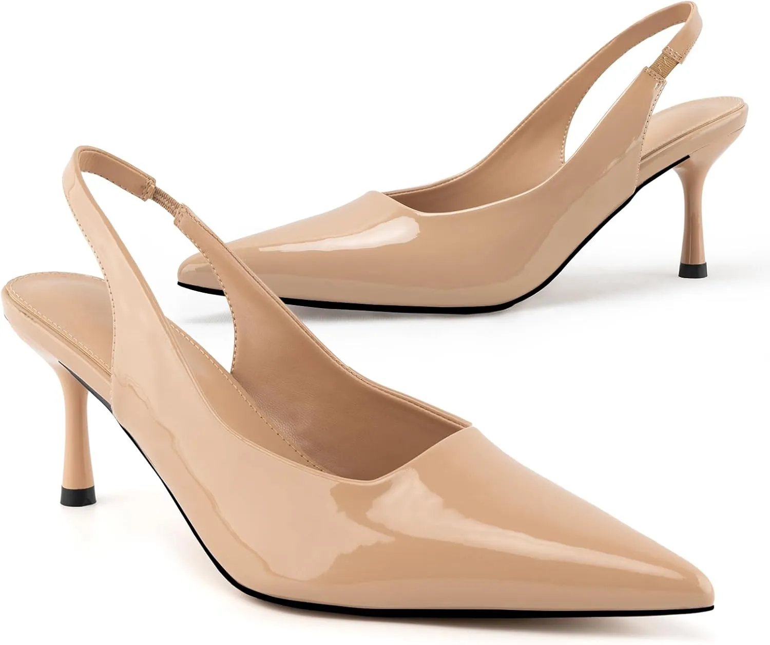 heelchic Women's Kitten Heel, Closed Pointed Toe Low Heel, Comfortable Pumps Shoes for Women Dress Shoes