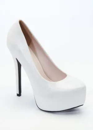 High Heel Closed Toe Shimmer Platform Pump