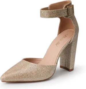 High Heels.Chunky Heel Pointed Closed Toe Pump Shoes,Party Wedding Fashion Shoes,Gifts for Women