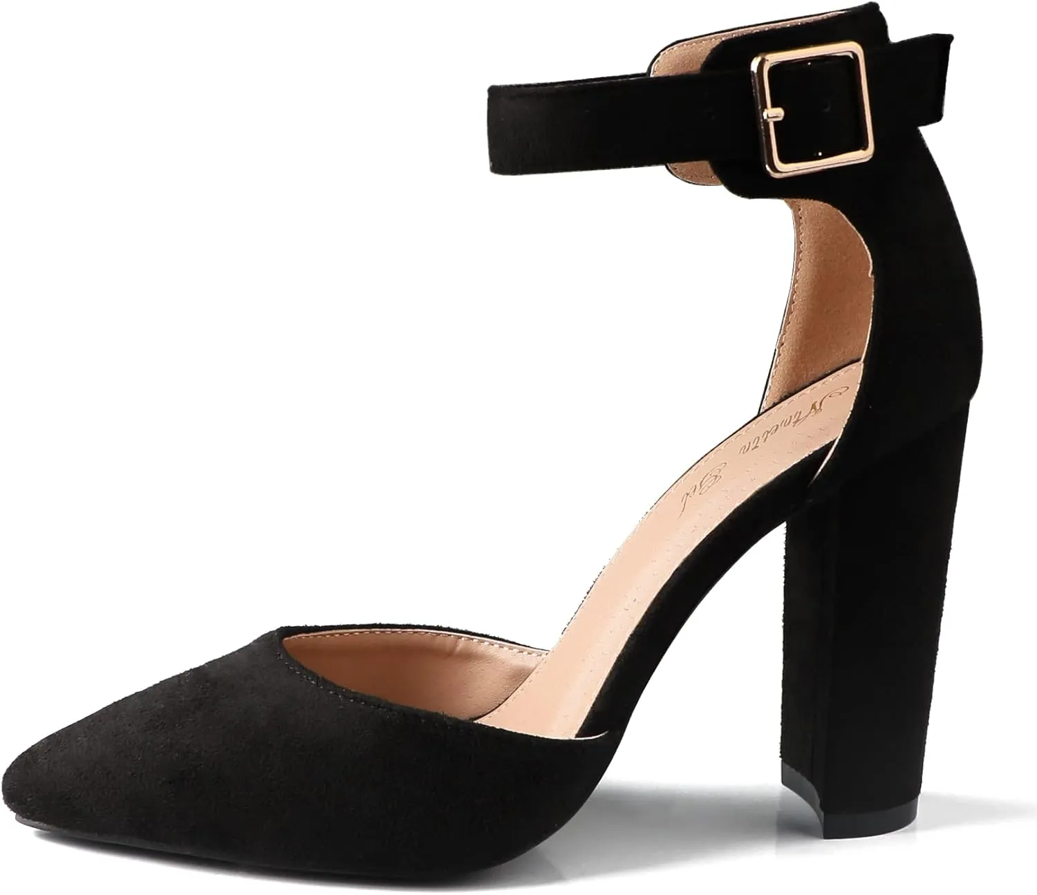 High Heels.Chunky Heel Pointed Closed Toe Pump Shoes,Party Wedding Fashion Shoes,Gifts for Women