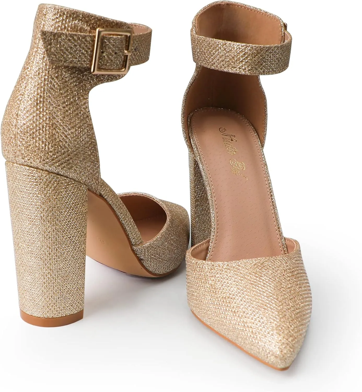High Heels.Chunky Heel Pointed Closed Toe Pump Shoes,Party Wedding Fashion Shoes,Gifts for Women
