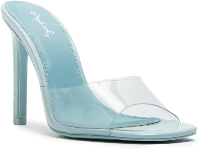 Highlight-55 Transparent Mules Square Open Toe Sexy Stiletto High Heels for Women (6.5, Sky Blue, Numeric_6_Point_5)
