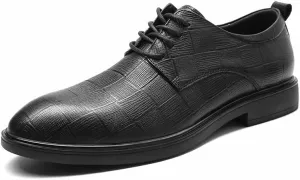 HOOENG Formal Dress Shoes for Men Lace Up Plaid Derby Shoes Round Toe Leather Resistant Non Slip Low Top Block Heel Wedding (Color : Black, Size : 10)