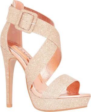 ILLUDE Women's High Heels Open Toe Ankle Strap Stilettos Platform Sexy Party Heeled Sandals – Cake