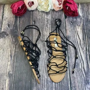 INC Black Gallena Open Toe Casual Sandals 8.5