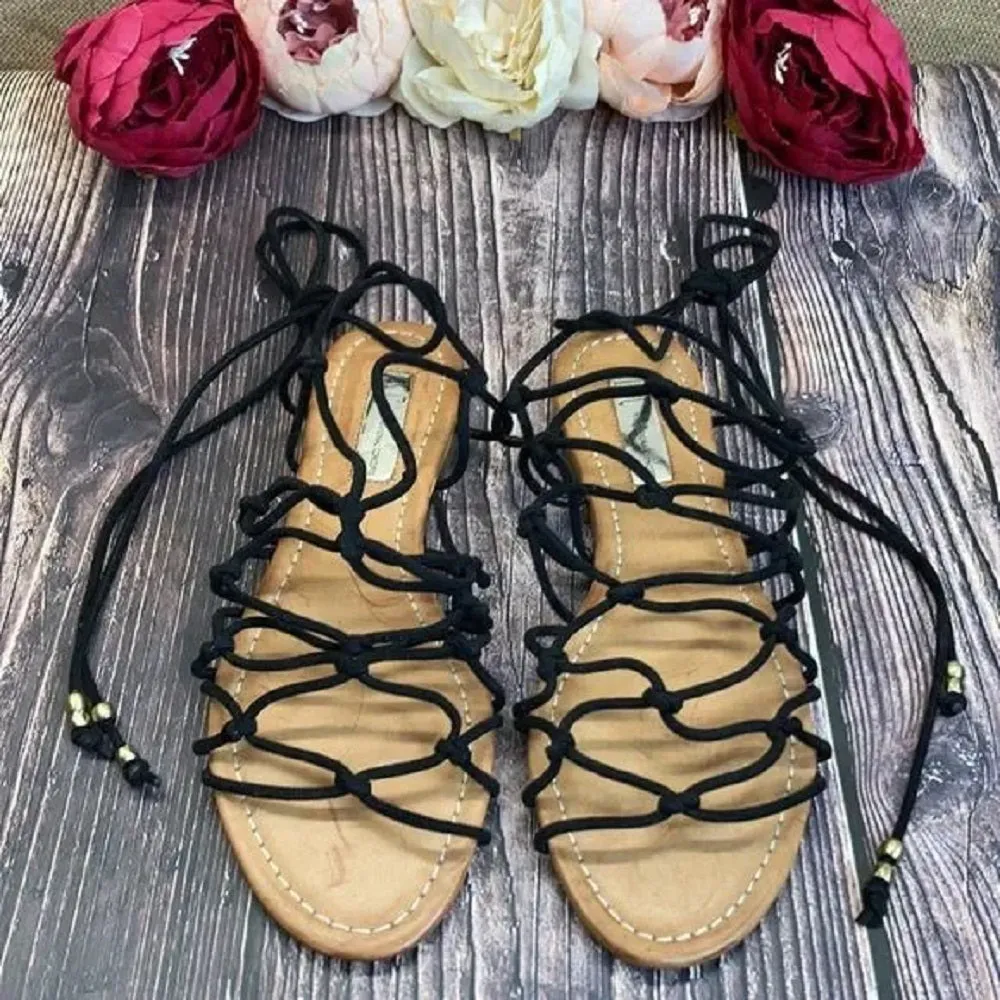 INC Black Gallena Open Toe Casual Sandals 8.5