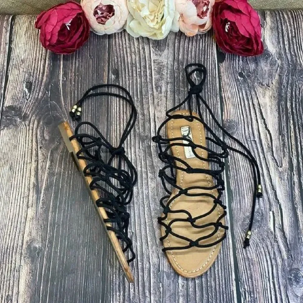 INC Black Gallena Open Toe Casual Sandals 8.5