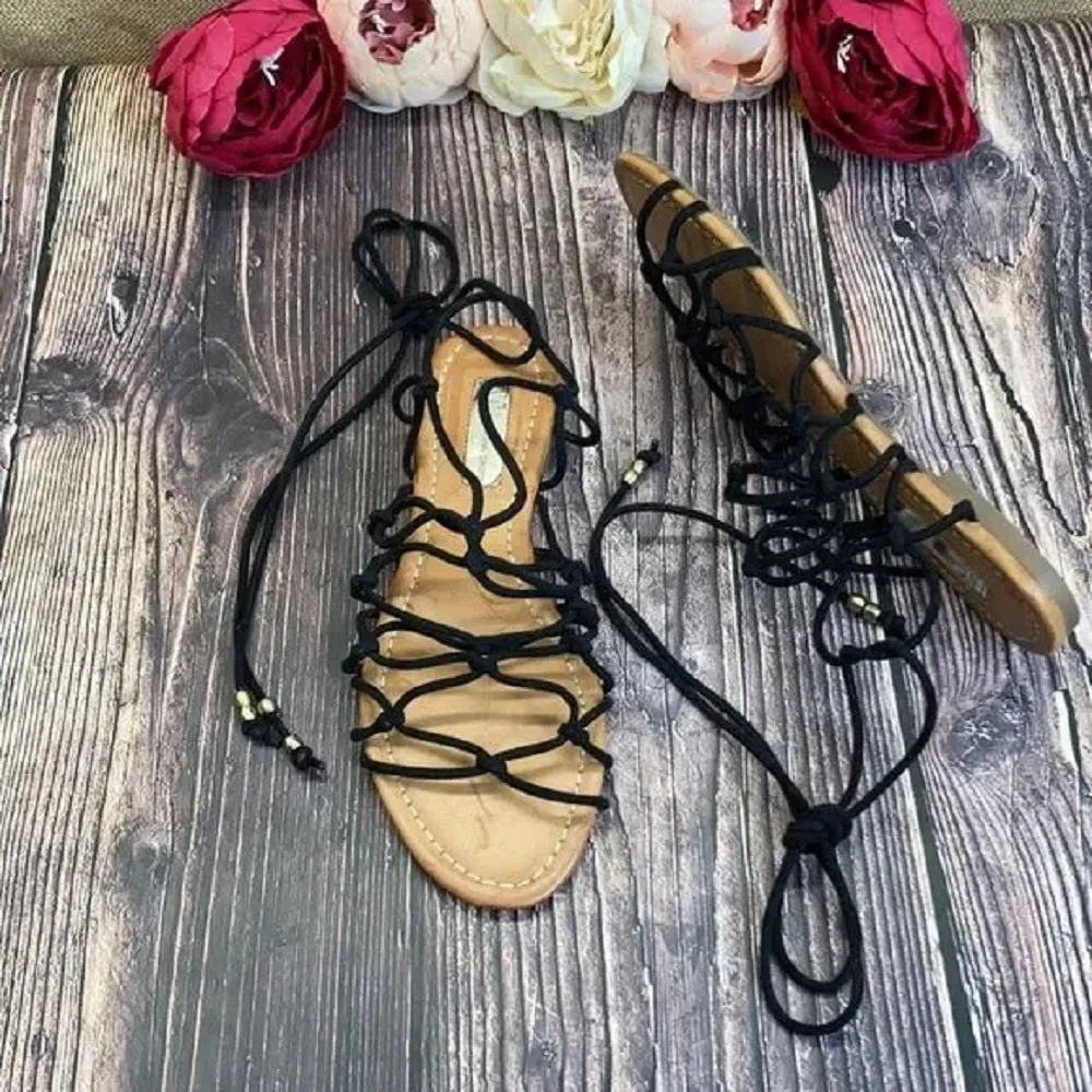 INC Black Gallena Open Toe Casual Sandals 8.5