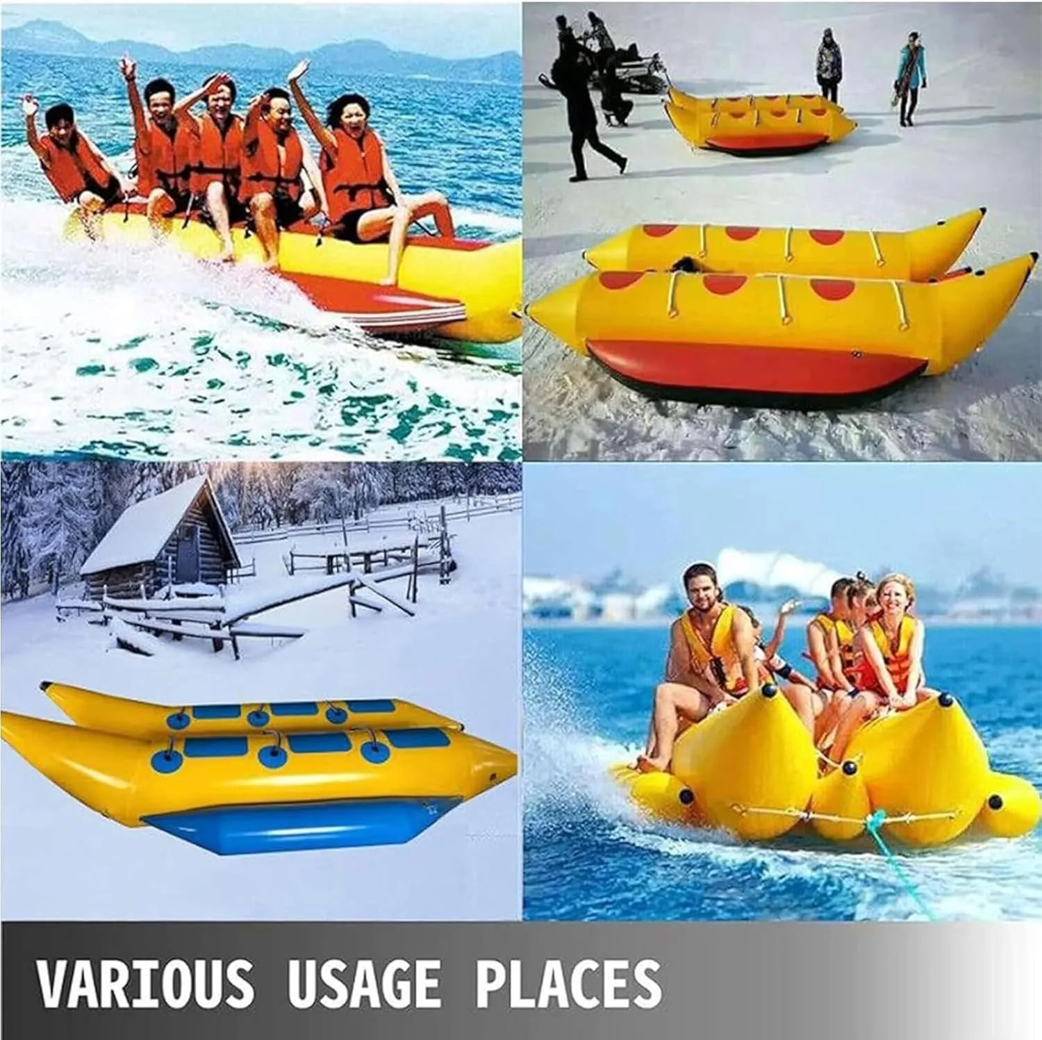 Inflatable Banana Boat in Water Park, Water Flying Fish Amusement Surfing Equipment, Water Inflatable Toys, Single Row Banana Boat Water Leisure and Entertainment