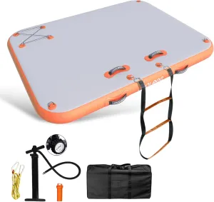 Inflatable Floating Dock Mat,6 inches Thick Inflatable Stable Platform Raft with Storage Bag None-Slip Surface for Lake Beach Pool