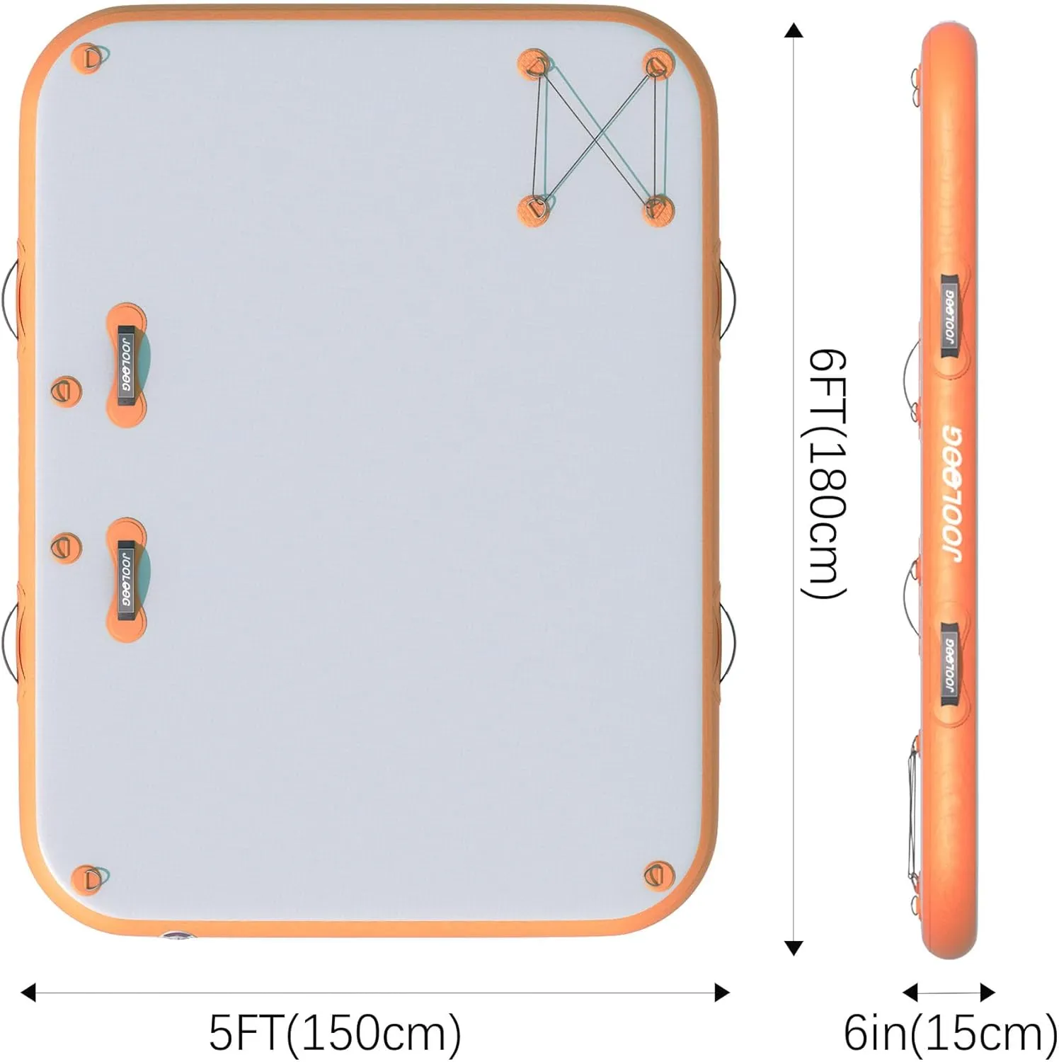 Inflatable Floating Dock Mat,6 inches Thick Inflatable Stable Platform Raft with Storage Bag None-Slip Surface for Lake Beach Pool