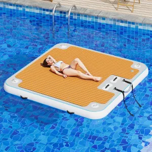 Inflatable Floating Dock, Non-Slip EVA Air Dock Platform loating Island Raft with Rope Ladder for Pool Lake Beach Ocean