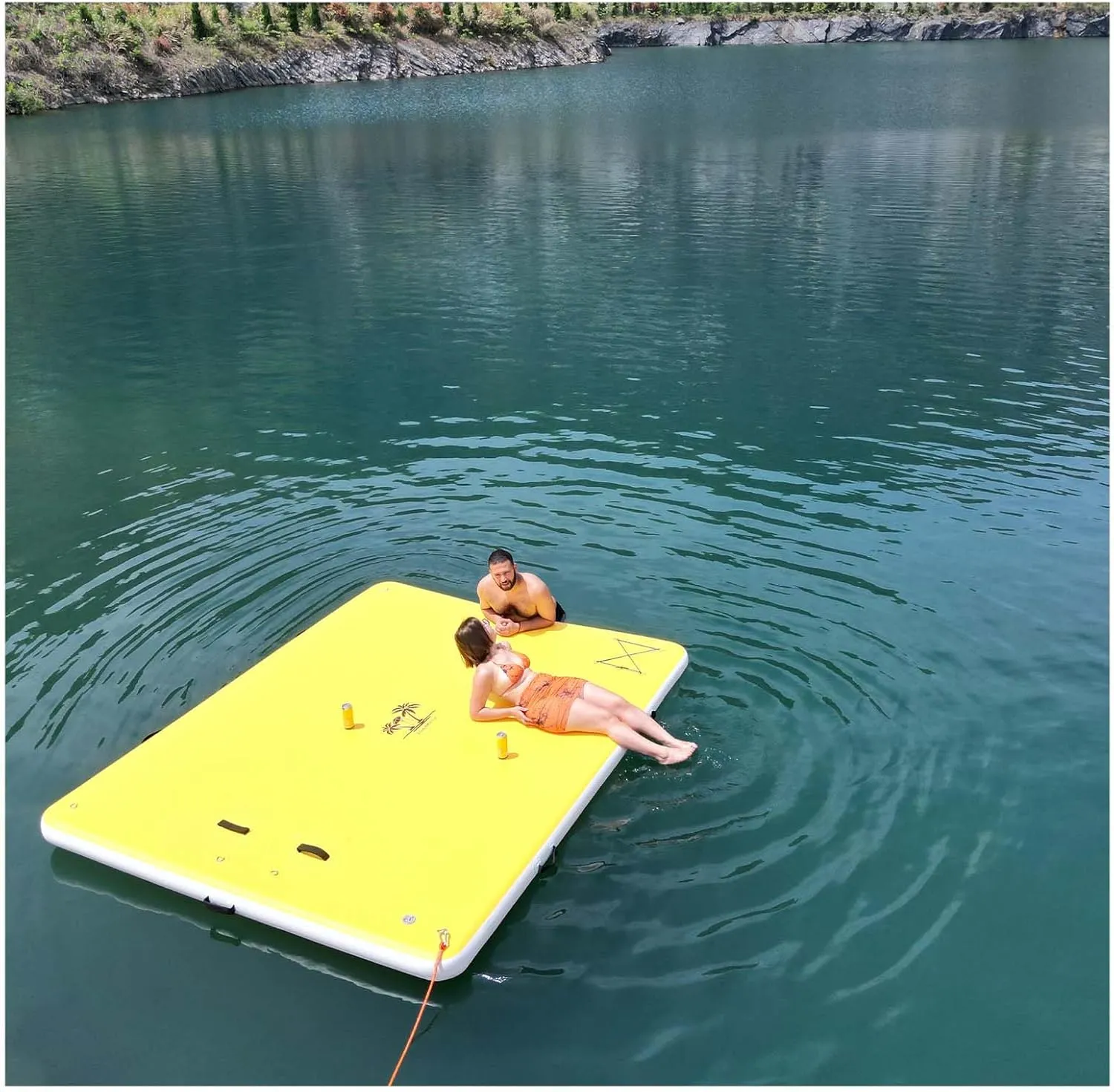 Inflatable Floating Dock, Non-Slip Floating Island Raft, Inflatable Dog Float with Water Ramp, Multi-Person Air Dock Platform for Lakes, Pools, and Oceans, 6FT/ 8FT/ 10FT