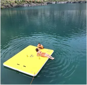 Inflatable Floating Dock, Non-Slip Floating Island Raft, Inflatable Dog Float with Water Ramp, Multi-Person Air Dock Platform for Lakes, Pools, and Oceans, 6FT/ 8FT/ 10FT