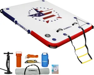 Inflatable Floating Dock Platform, 5FT/ 6FT/ 8FT/ 10FT/ 12FT Air Dock Platform Floating Island Raft with None-Slip Surface, 6in Thick Water Floating Dock Mat for Swimming Pool Lake Beach Ocean