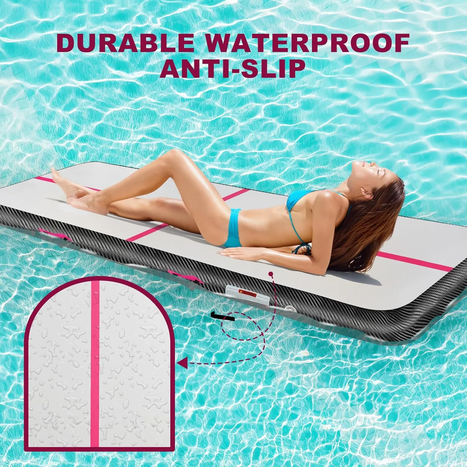 Inflatable Gymnastics Mat 10ft/13ft/16ft/20ft/ Air Tumbling Track Mats 4/8 inches Thick for Home Use/Training/Cheerleading/Yoga/Water with Pump