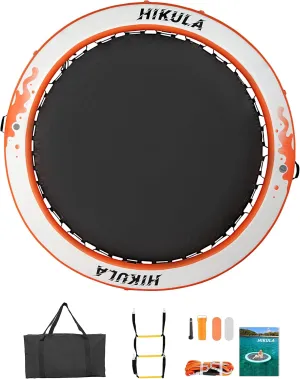 Inflatable Round Floating Ring - Water Hammock Dock, Sunchill Mat Raft Platform, Heavy Duty Floats for Lake and Beach with Water Ladder and Cup Holder,8FT/10FT