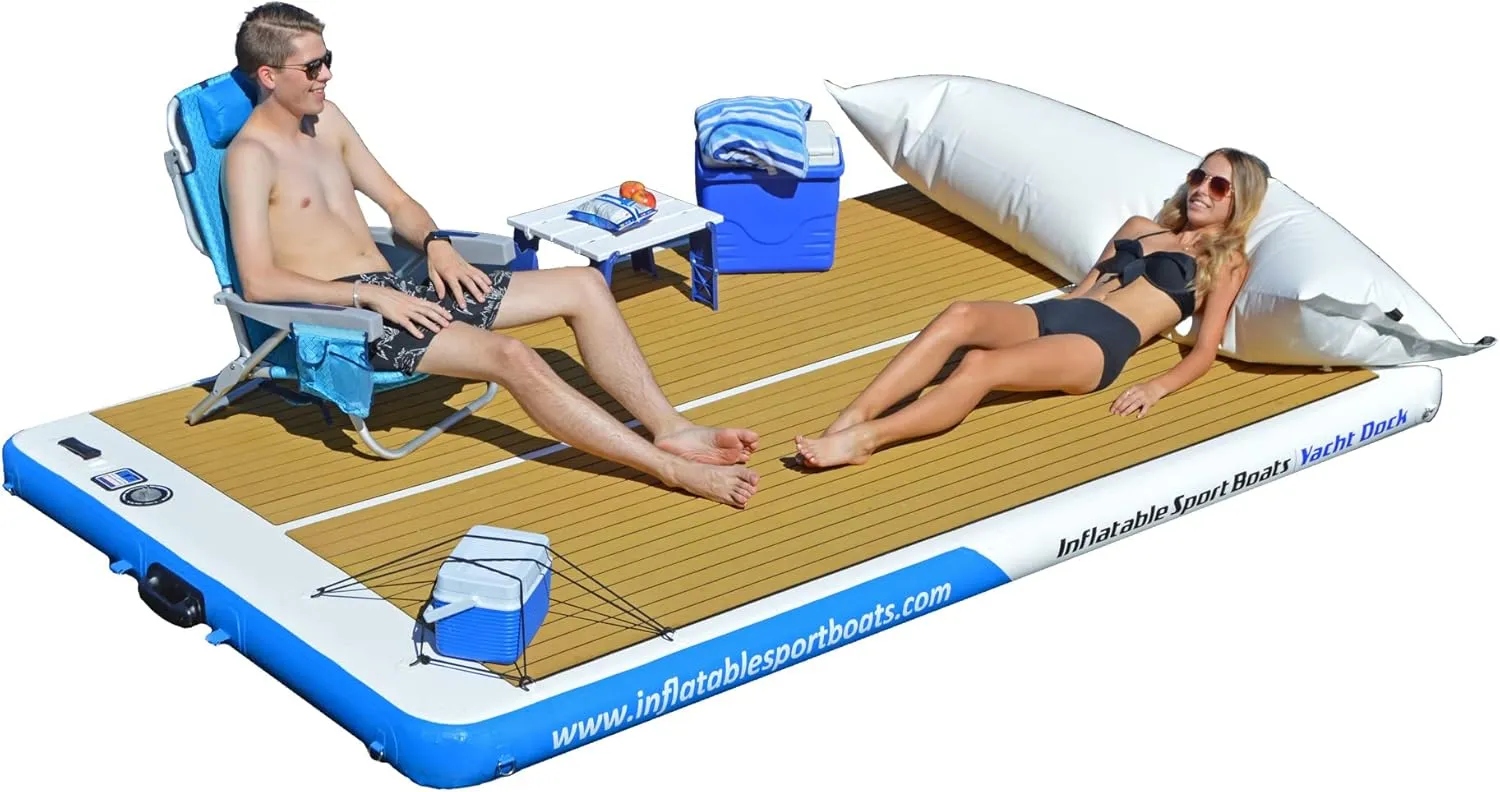 Inflatable Sport Boats Yacht Dock 10' x 6' x 6 inches Thick - Premium Water Platform - Inflatable Dock Floating Platform