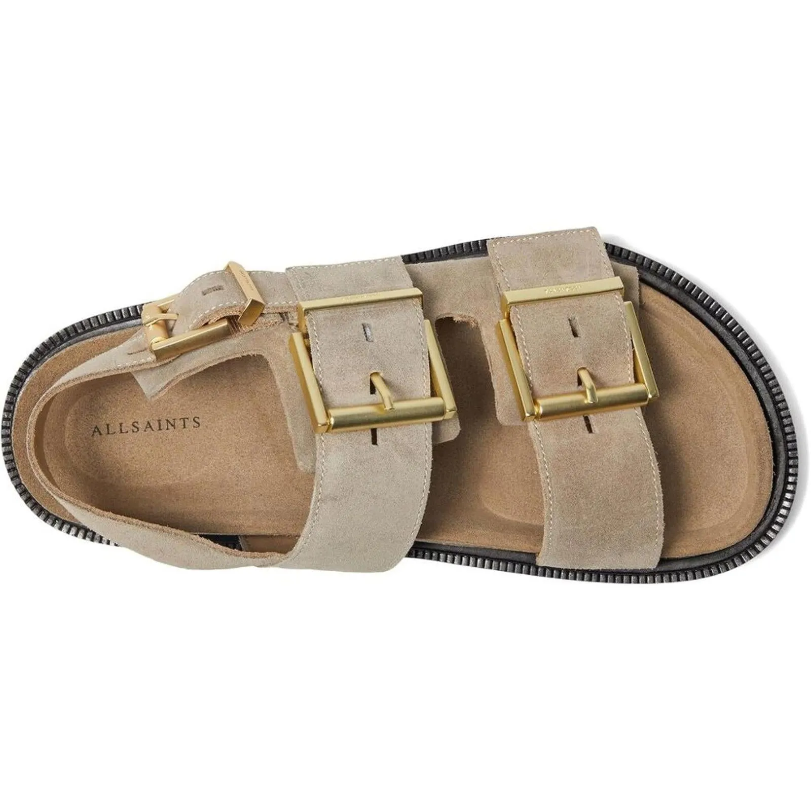 Isla Sand Brown Suede Buckle Flat Sandals