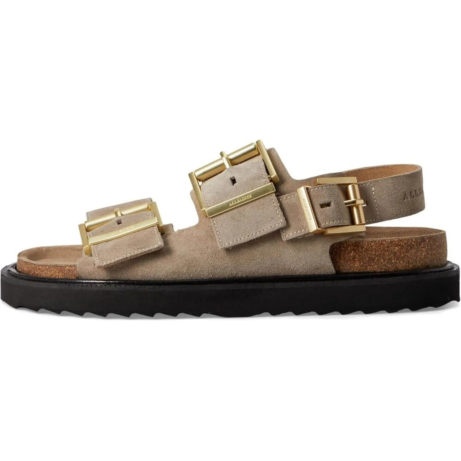 Isla Sand Brown Suede Buckle Flat Sandals