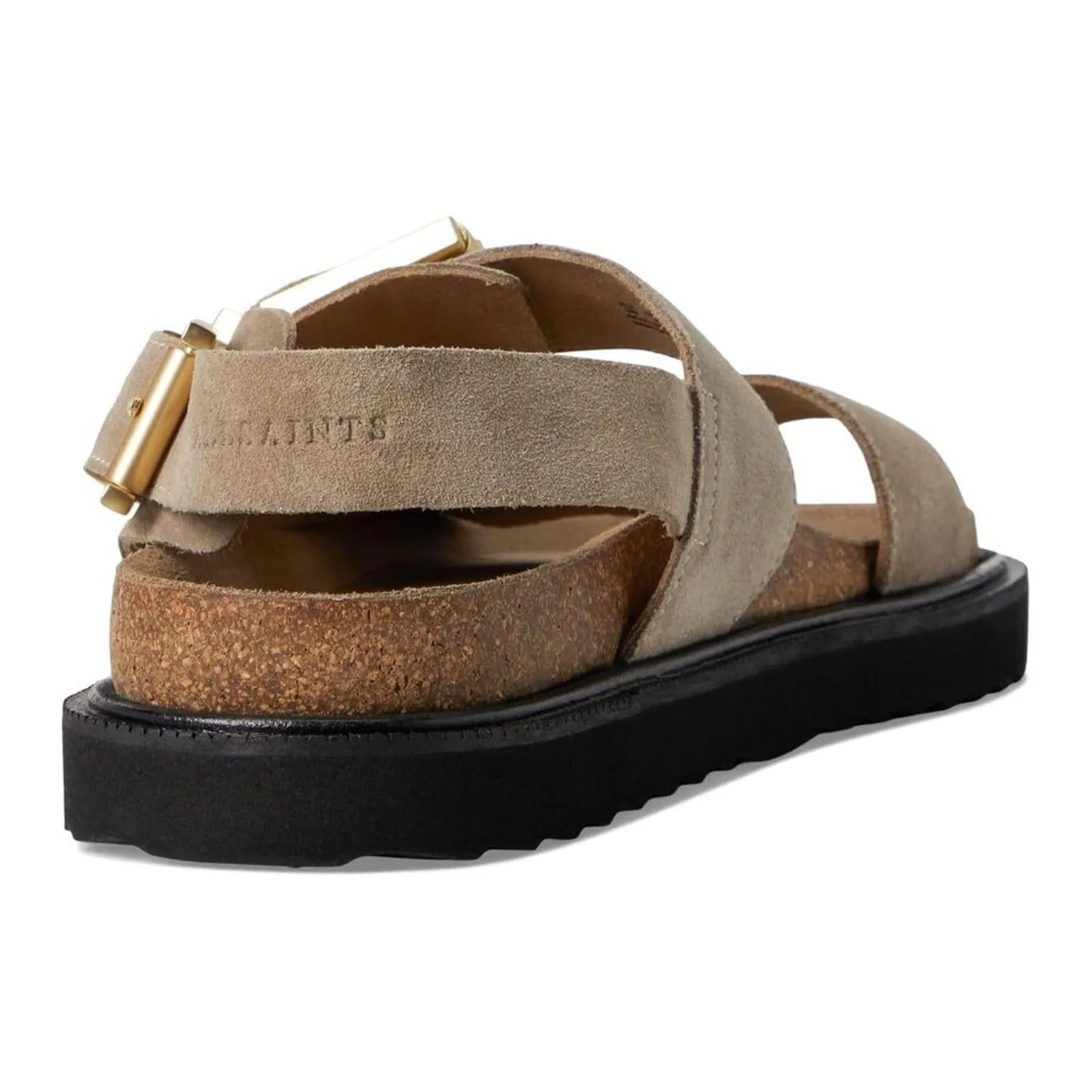Isla Sand Brown Suede Buckle Flat Sandals