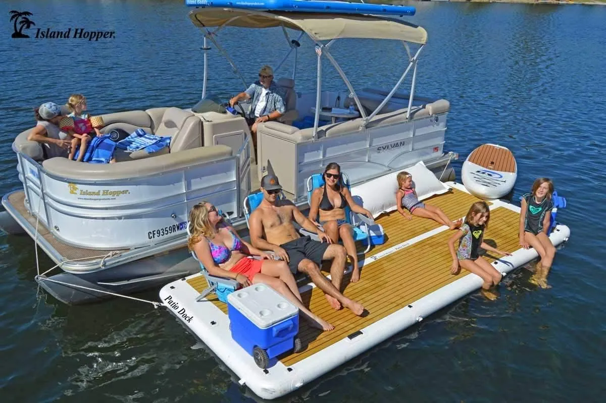 Island Hopper Patio Dock 15 Foot Inflatable Swimming Water Platform Dock