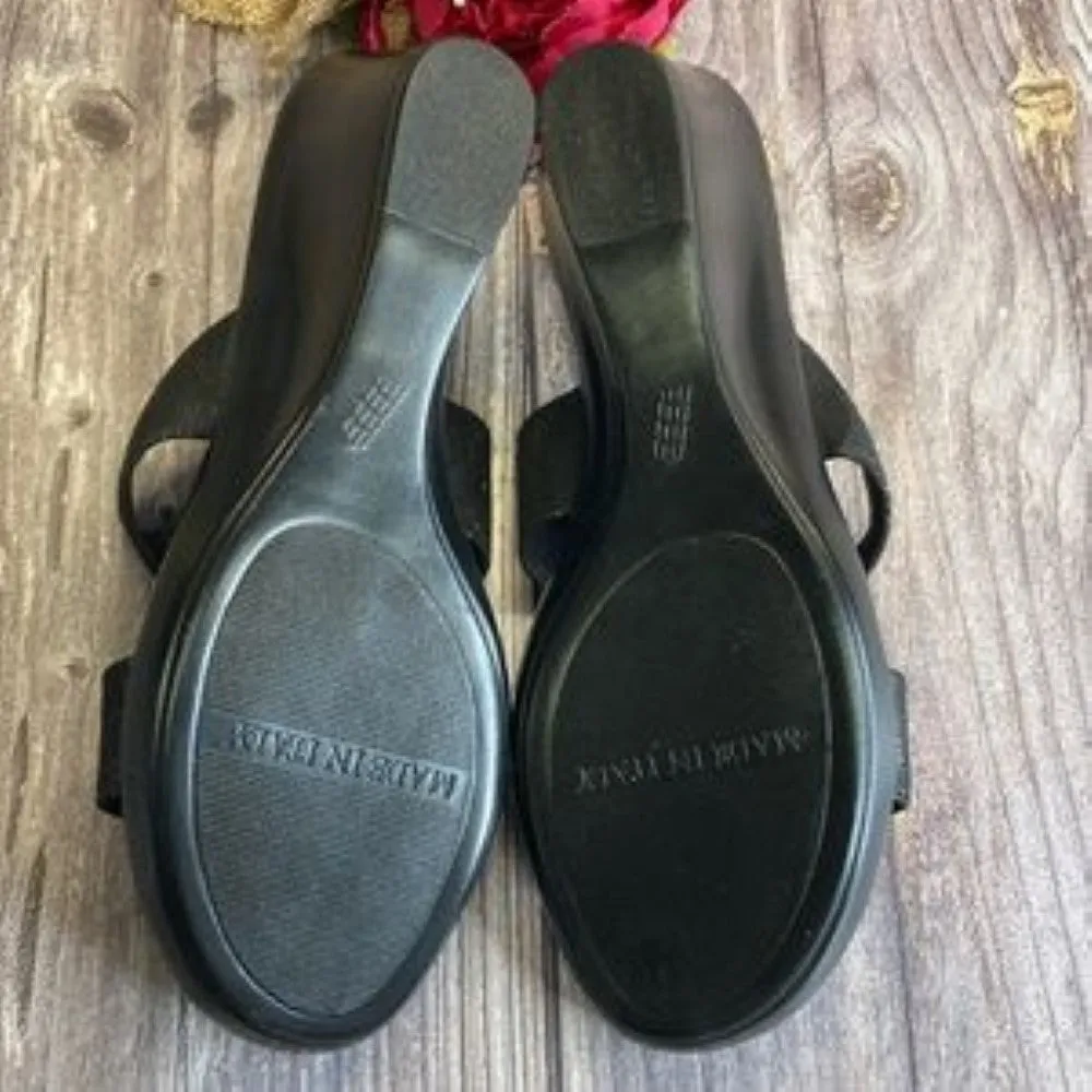 Italian Shoemakers Doda Black Wedge Sandals 10M