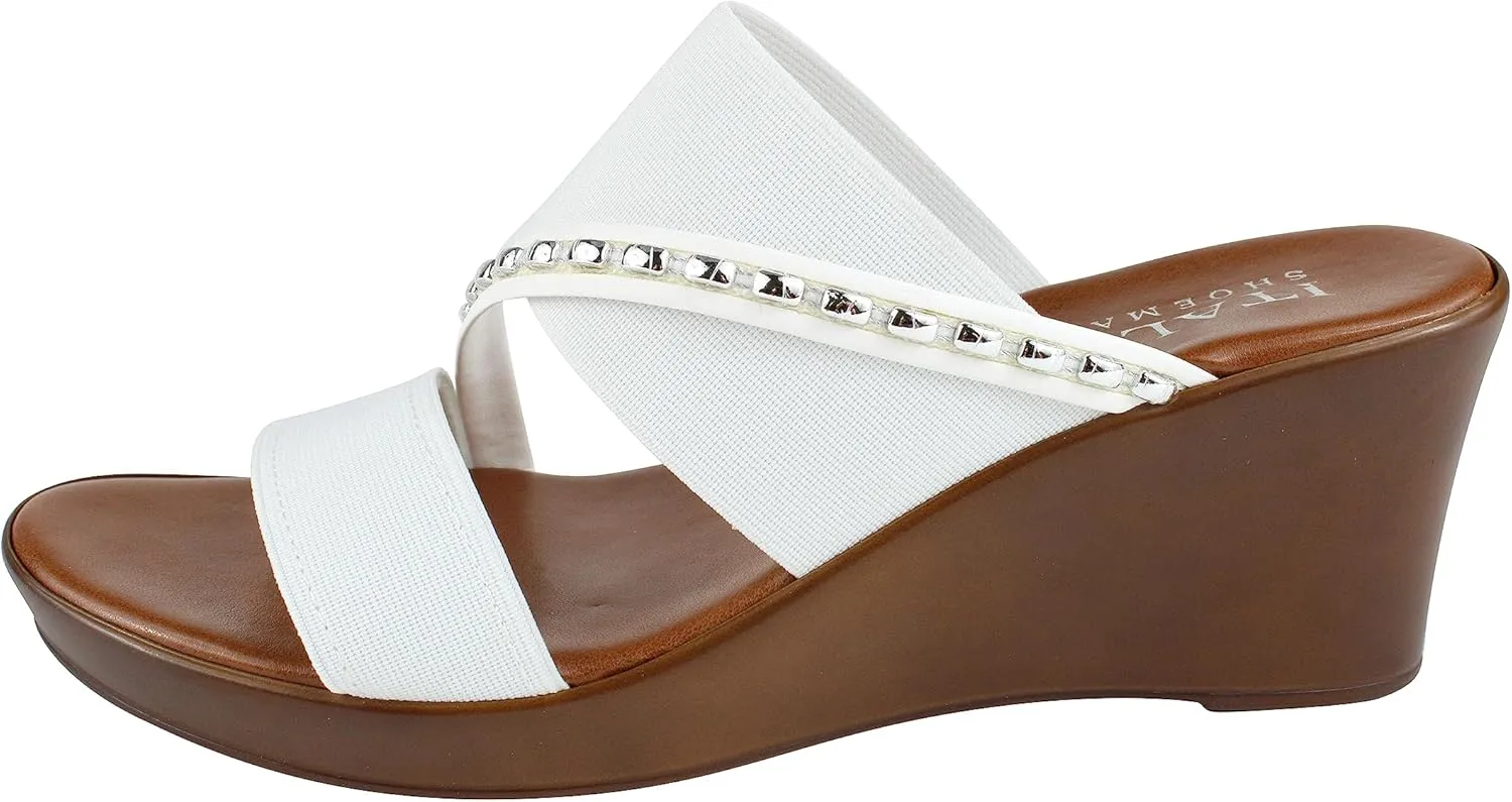 ITALIAN Shoemakers Pert Women's Wedge Open Toe Strap Sandal for Women