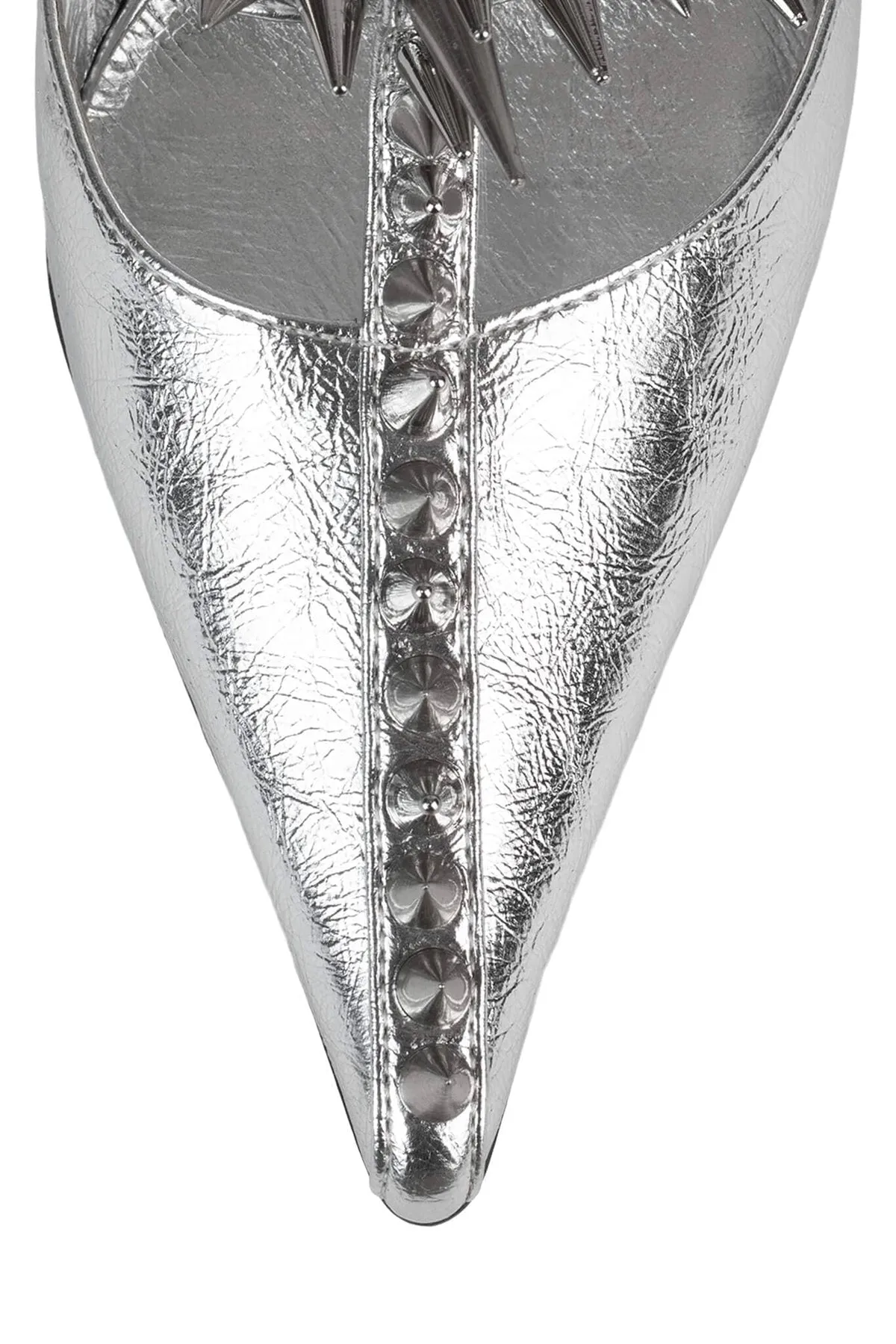 Jeffrey Campbell Silver Step Back Spiked Pointed Toe Pump