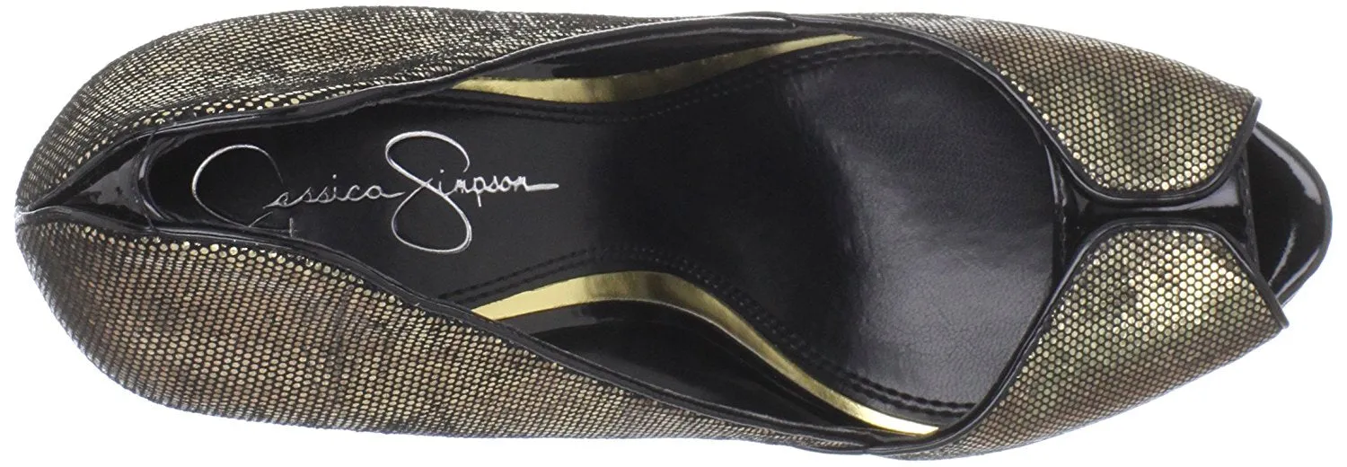 Jessica Simpson Women's Evette Platform Pump,Tarnish Gold,6 M US
