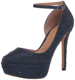 Jessica Simpson Women's Ormanda Embellished Platform Pump, Navy, 7