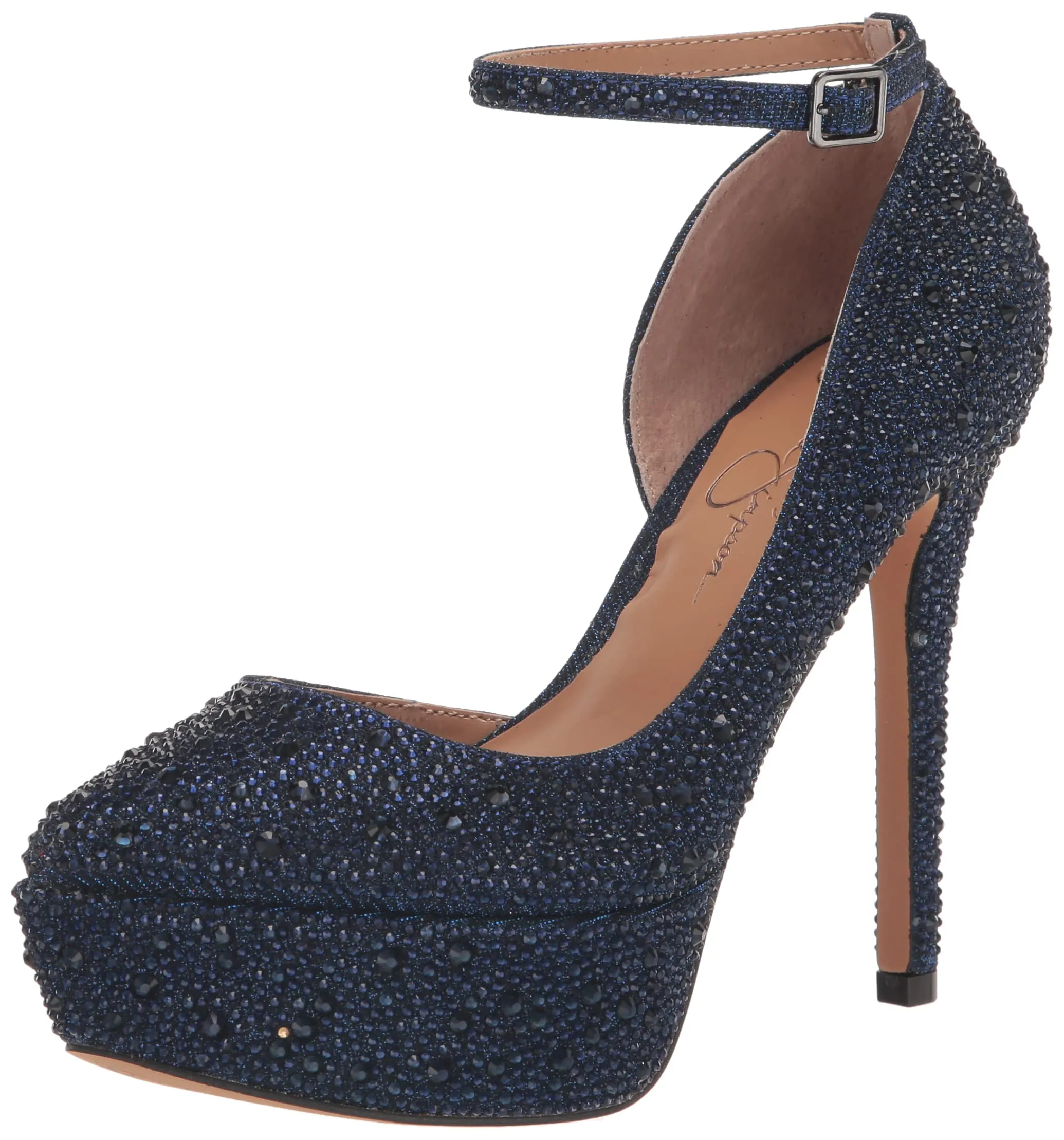 Jessica Simpson Women's Ormanda Embellished Platform Pump, Navy, 7