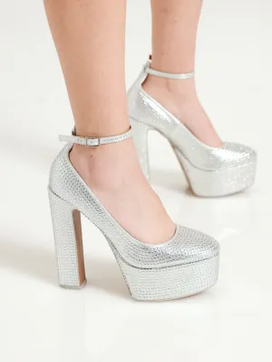 Kamilia Platform High Heel Pump - Silver