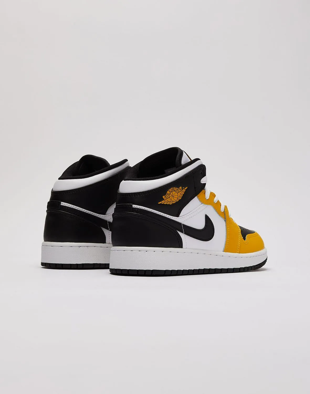 Kids Nike Air Jordan 1 Mid GS White Yellow Black DQ8423-701 Shoe Sneaker Trainer