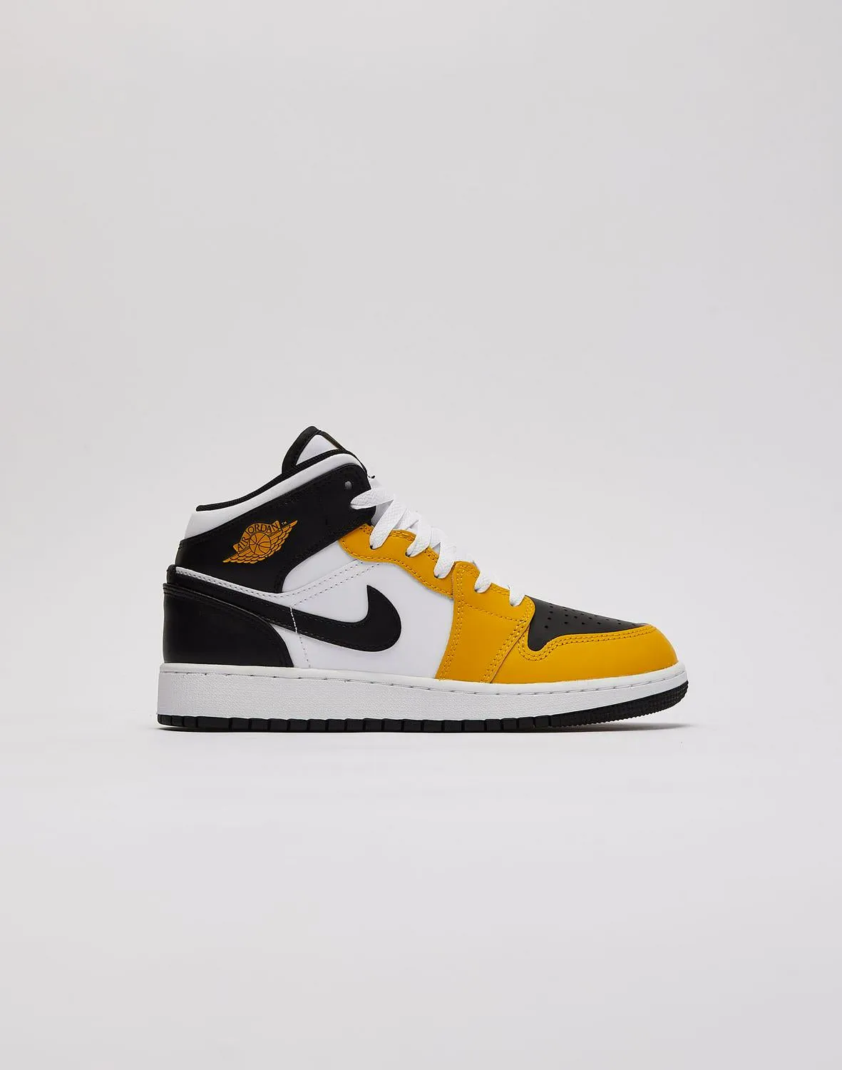 Kids Nike Air Jordan 1 Mid GS White Yellow Black DQ8423-701 Shoe Sneaker Trainer